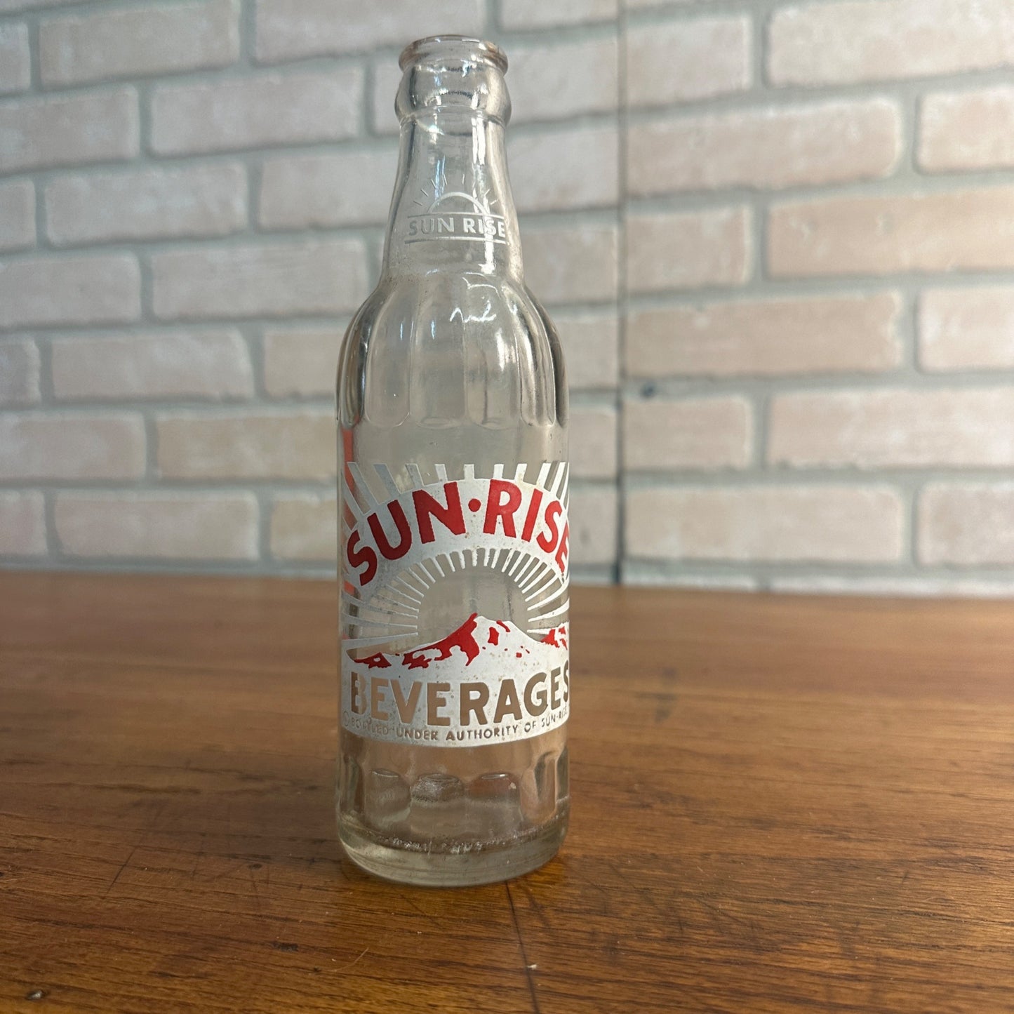 Vintage 7oz Sun Rise Beverages Clear Glass Soda Pop Bottle