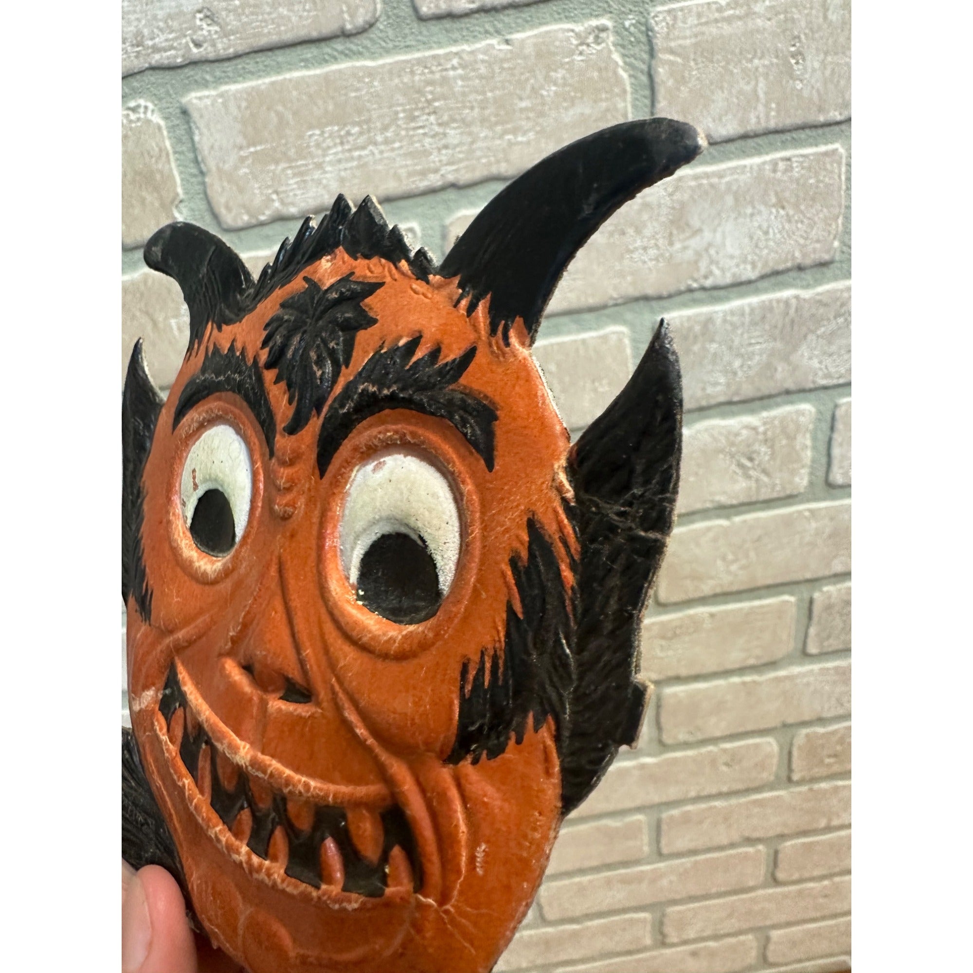 SCARCE Antique 1920s Halloween Devil Satan Diecut Cardboard Embossed German