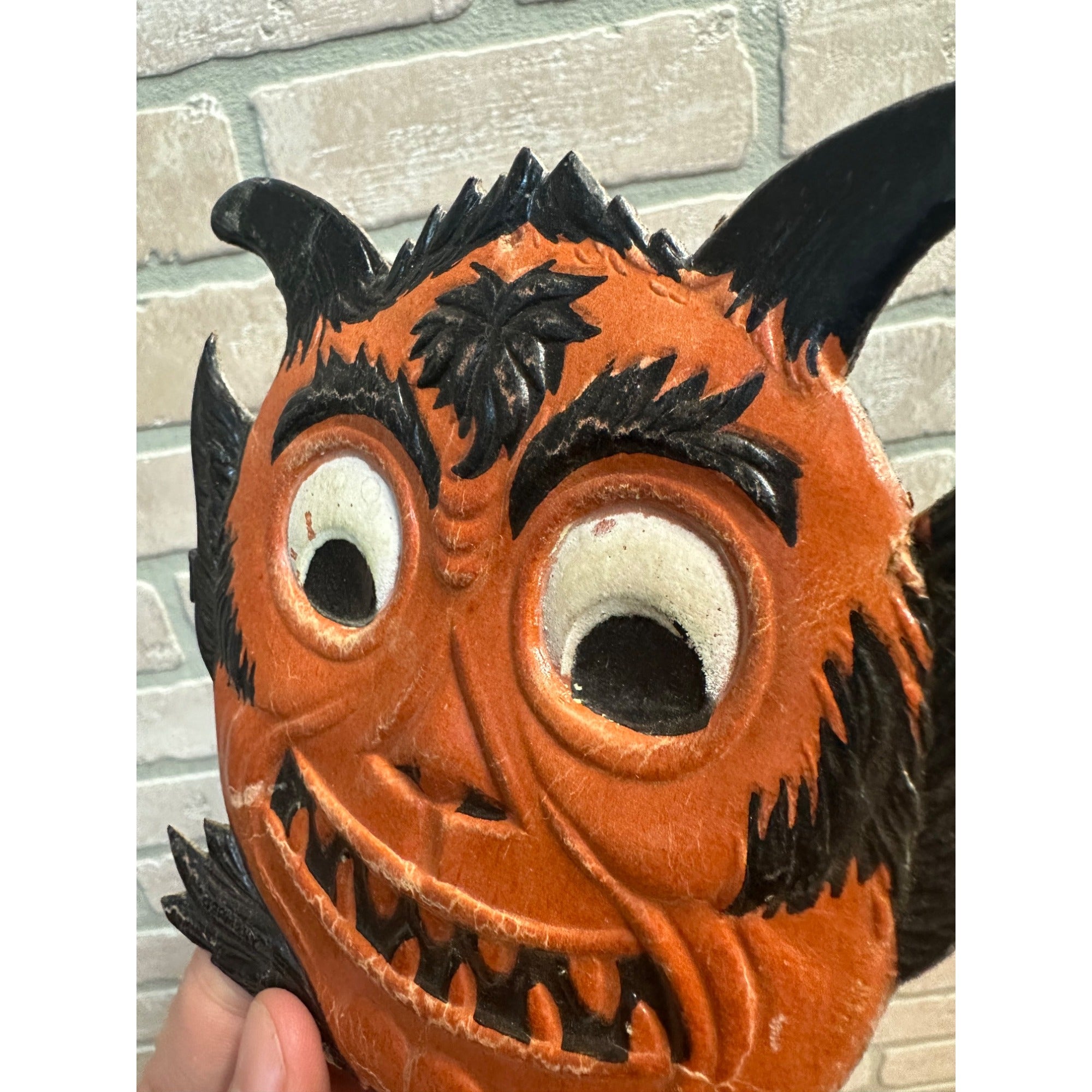 SCARCE Antique 1920s Halloween Devil Satan Diecut Cardboard Embossed German