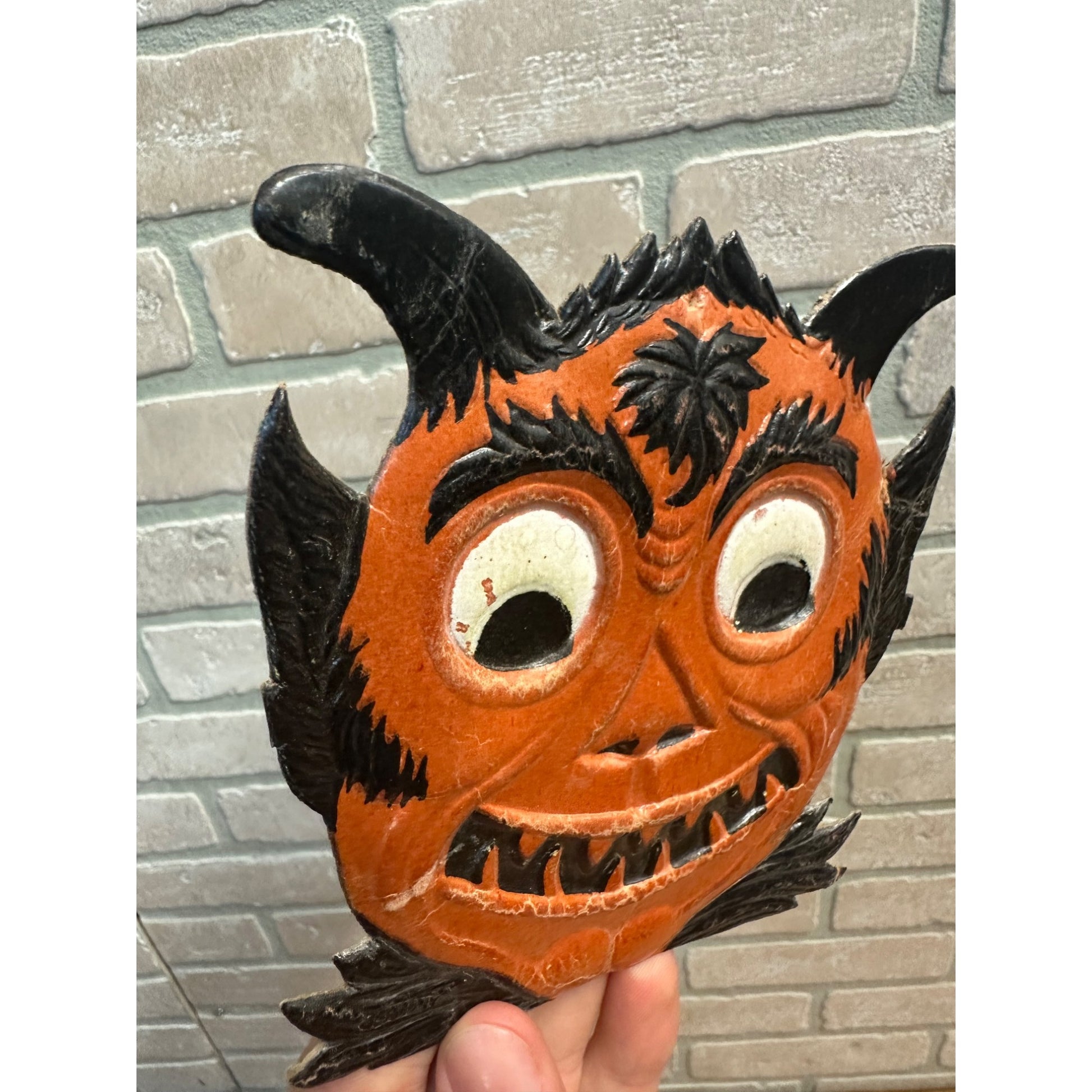 SCARCE Antique 1920s Halloween Devil Satan Diecut Cardboard Embossed German