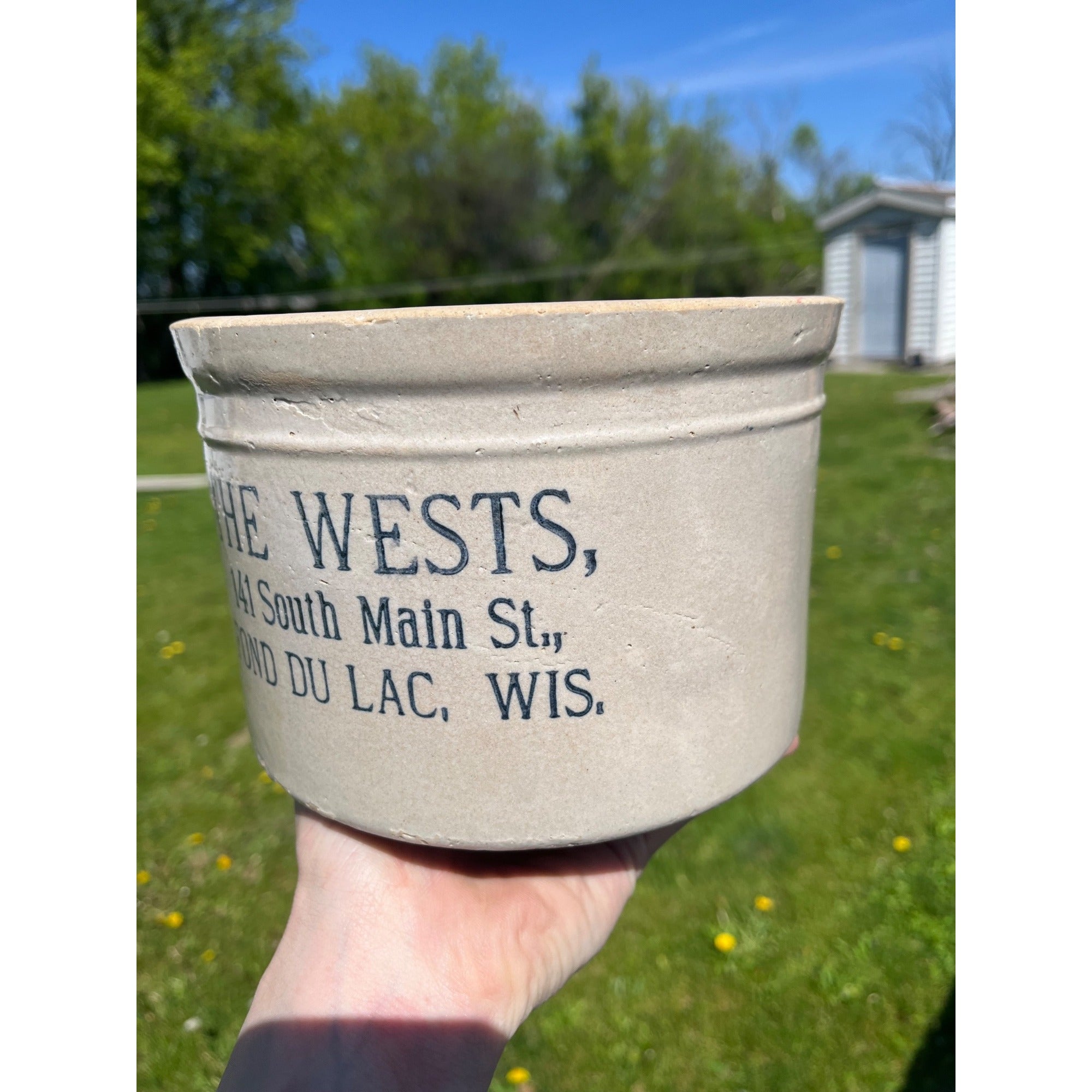 RARE Vintage The Wests Fond du Lac Wis Dairy Stoneware Advertising Butter Crock