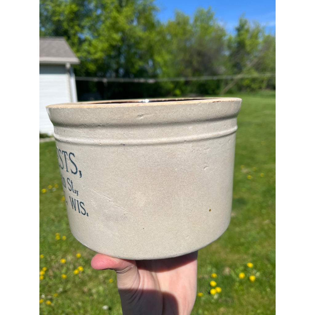 RARE Vintage The Wests Fond du Lac Wis Dairy Stoneware Advertising Butter Crock