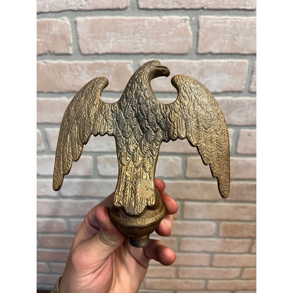 Vintage Antique American Bald Eagle Heavy Brass 2lbs Flagpole Topper Finial 6"