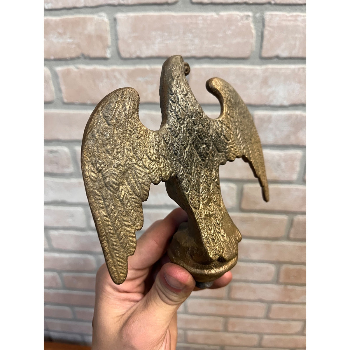 Vintage Antique American Bald Eagle Heavy Brass 2lbs Flagpole Topper Finial 6"