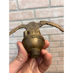 Vintage Antique American Bald Eagle Heavy Brass 2lbs Flagpole Topper Finial 6"