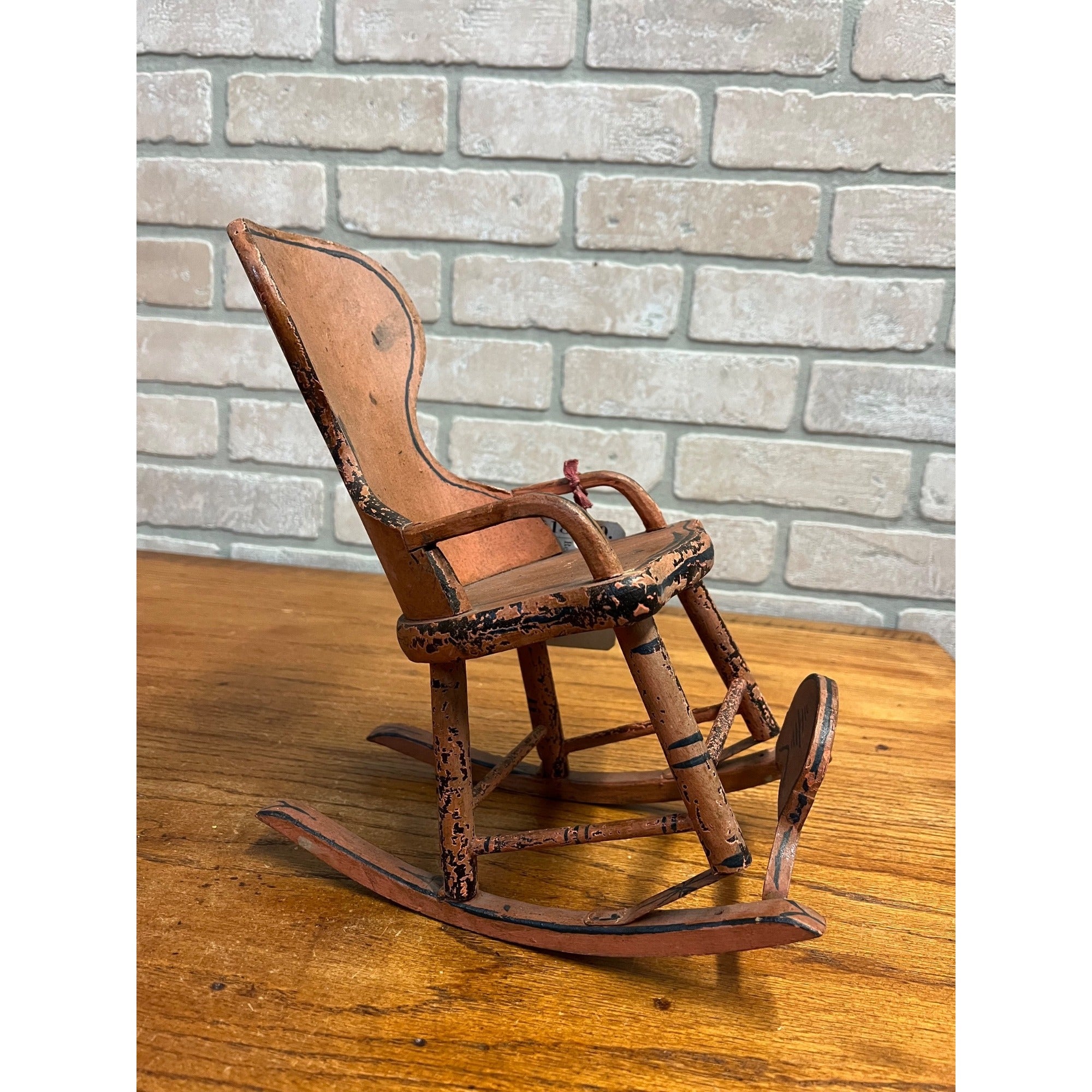 Original Patent Model Rocking Chair 1869 Wooden Salesman Sample w/ Tag Antique