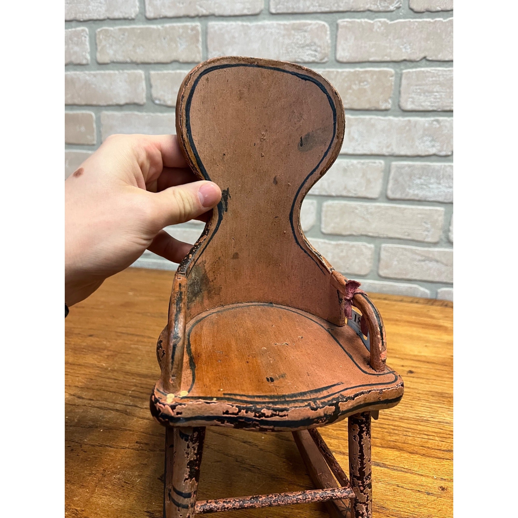 Original Patent Model Rocking Chair 1869 Wooden Salesman Sample w/ Tag Antique