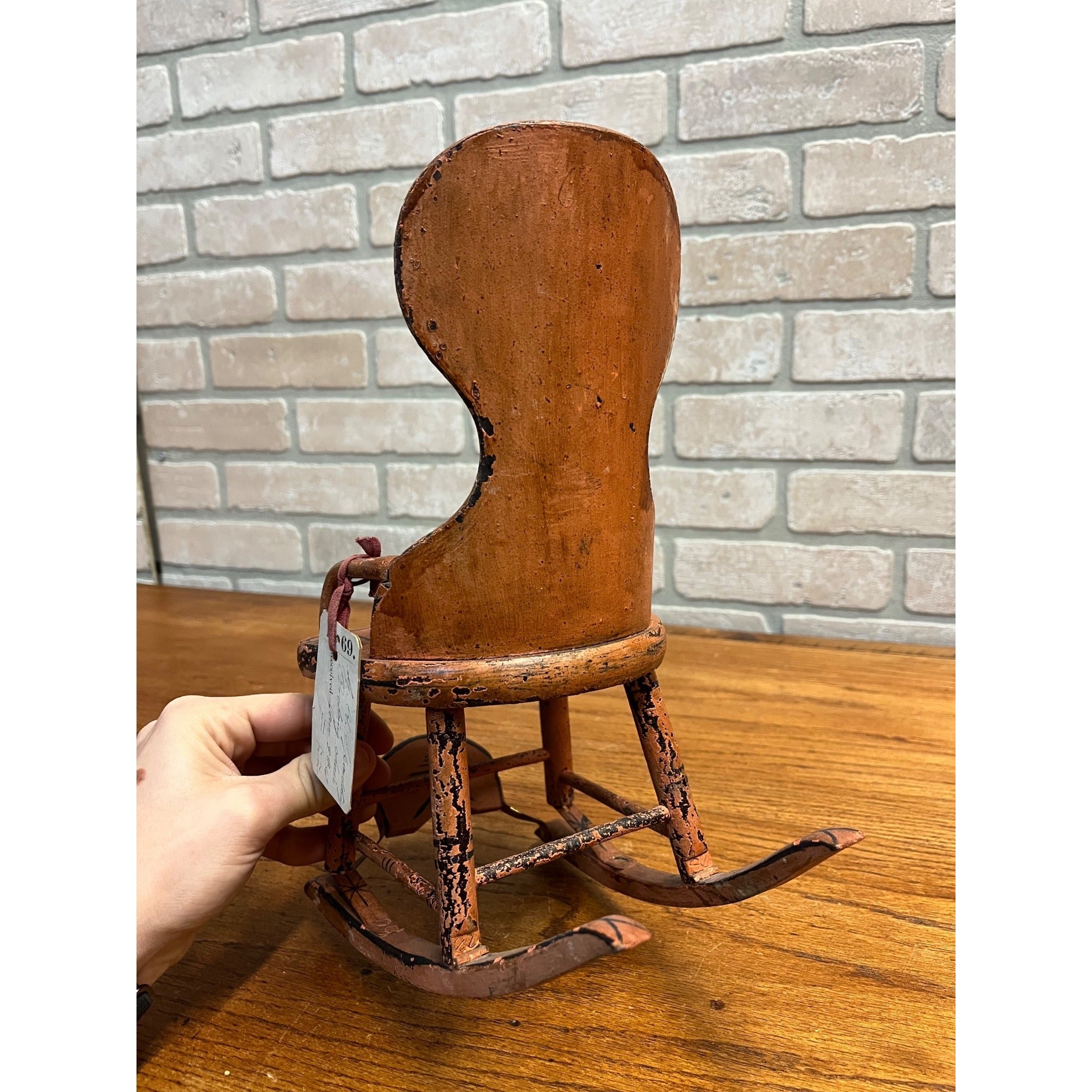 Original Patent Model Rocking Chair 1869 Wooden Salesman Sample w/ Tag Antique
