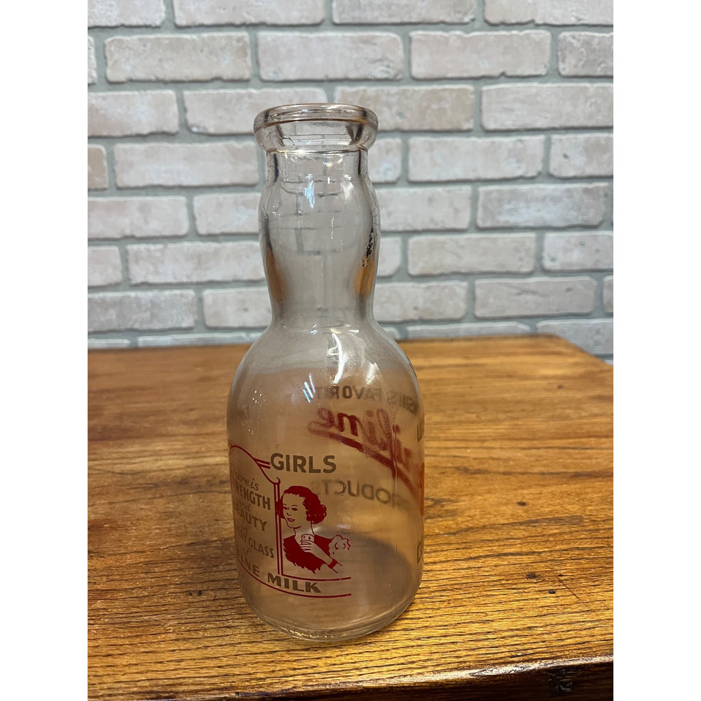 Vintage Verifine "Wisconsin's Favorite" Rounded Milk Bottle "Strength and Beauty" Slogan Sheboygan, Wisconsin One Quart