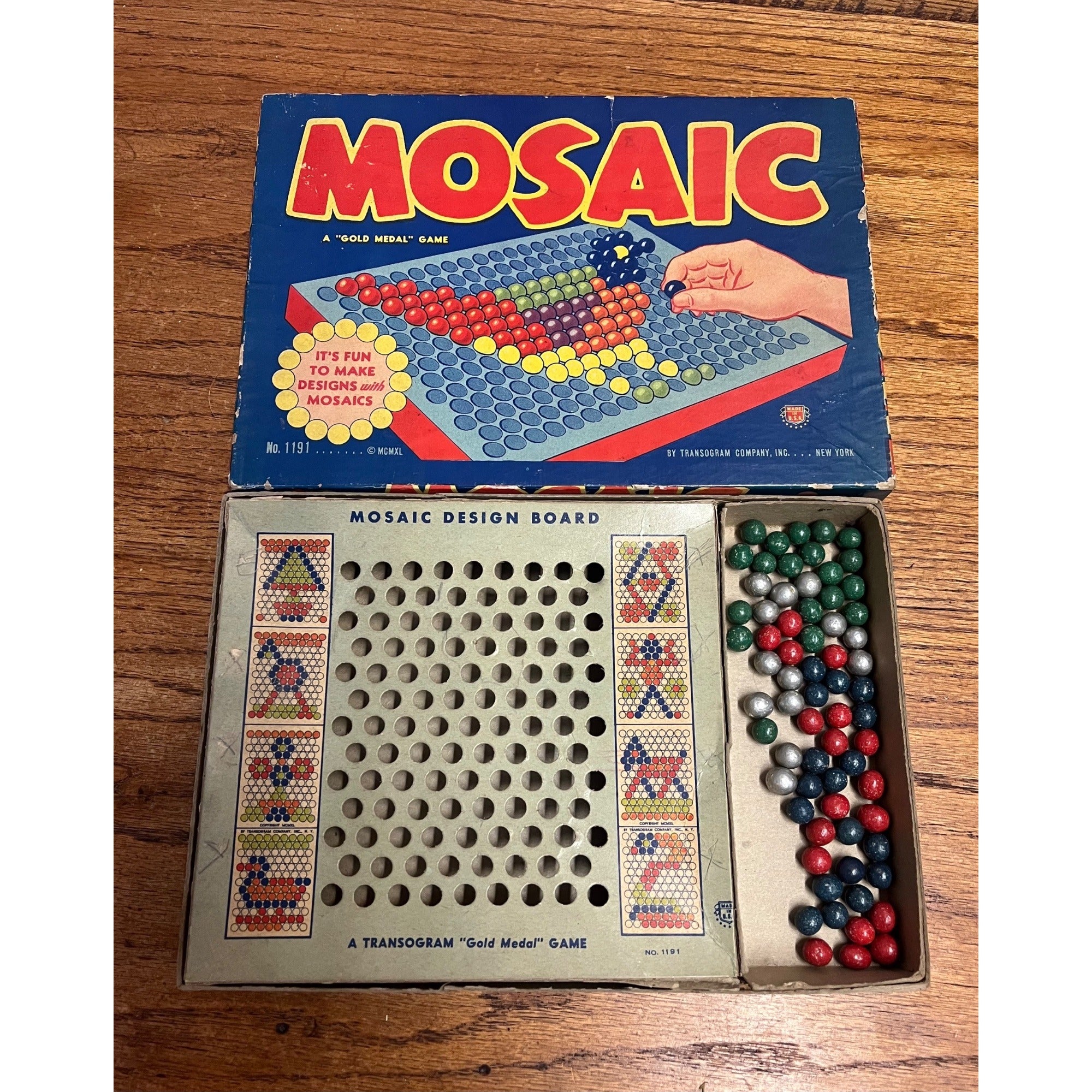 Vintage Mosaic Gold Medal Tabletop Game Transogram Company Inc. New York Circa 1940 Incomplete