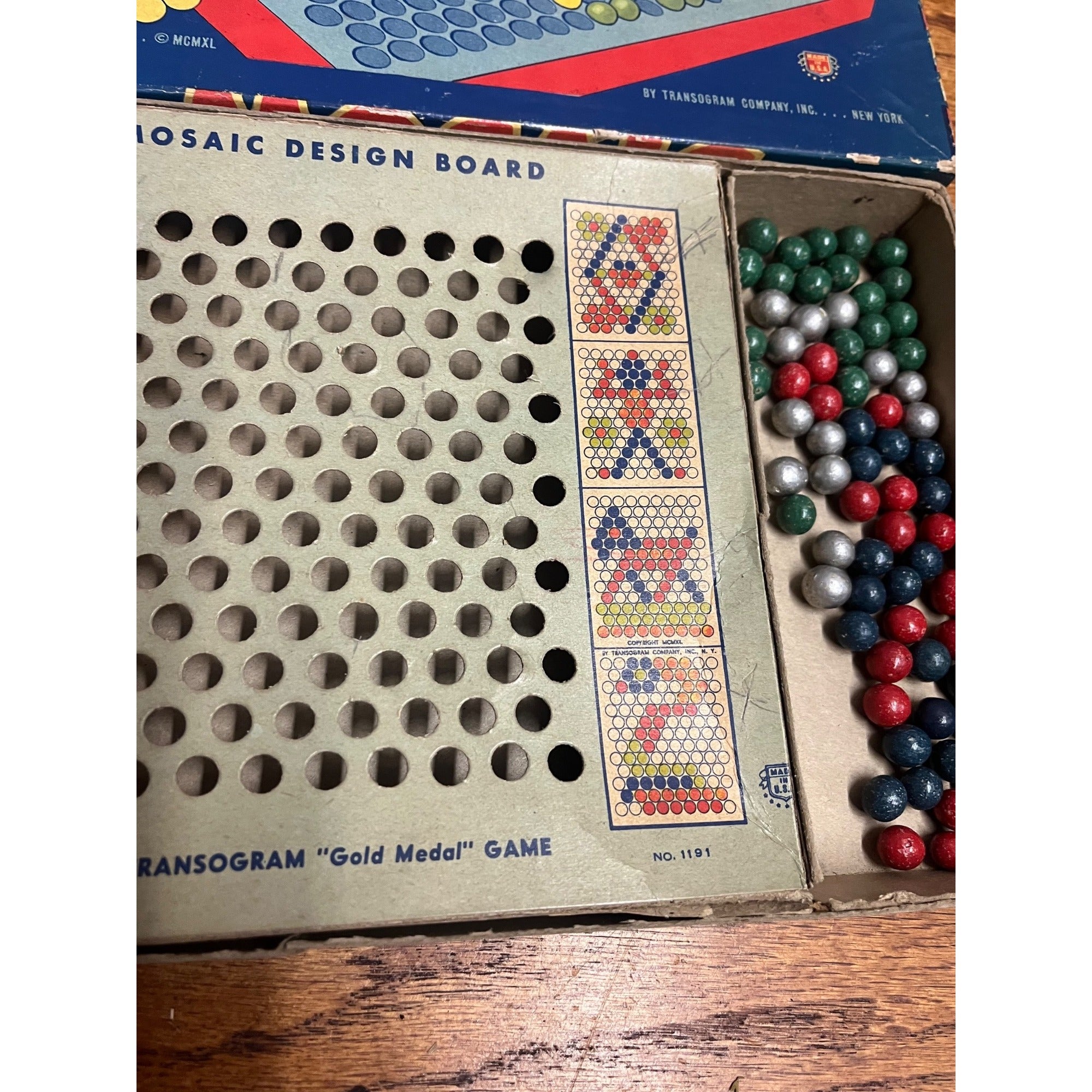 Vintage Mosaic Gold Medal Tabletop Game Transogram Company Inc. New York Circa 1940 Incomplete