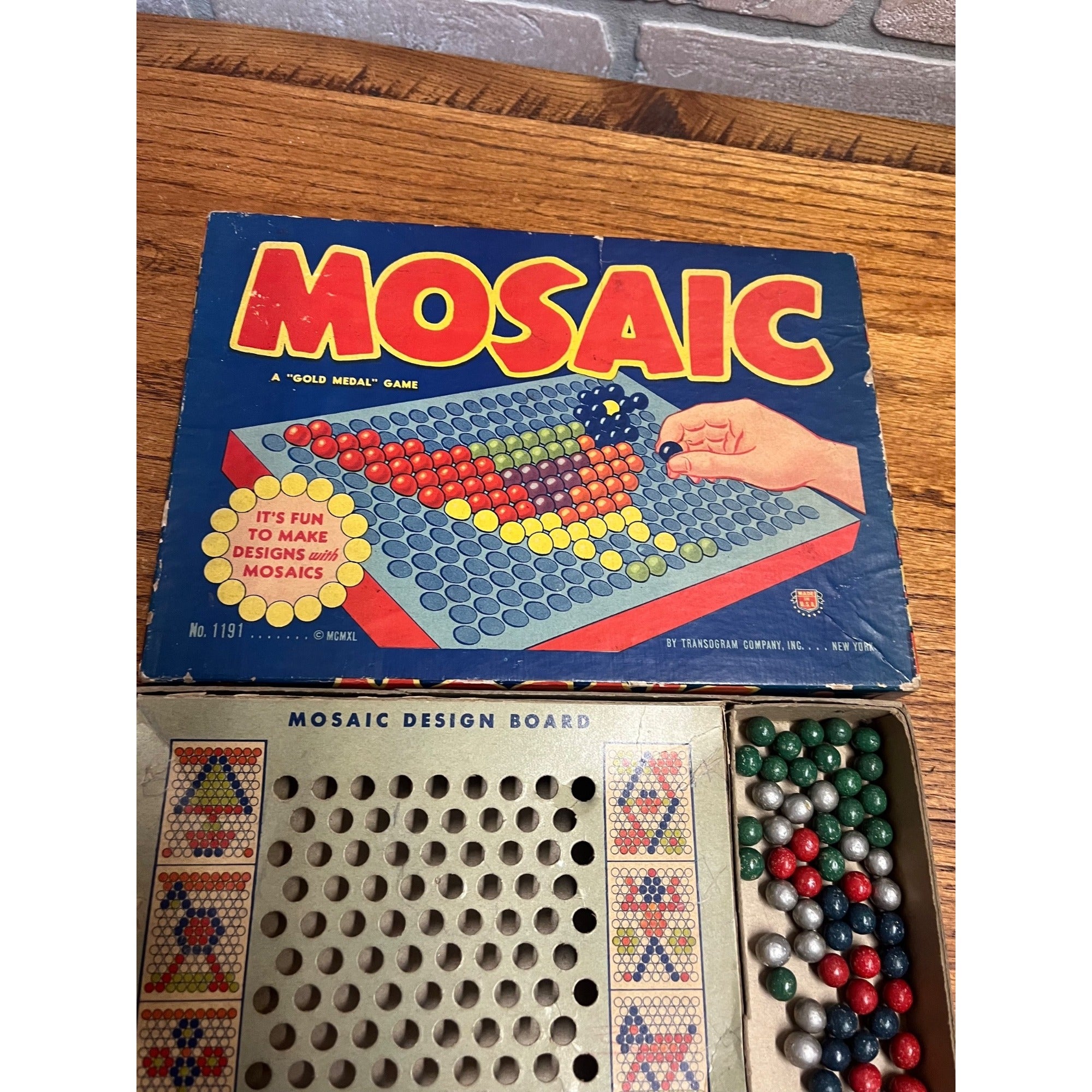 Vintage Mosaic Gold Medal Tabletop Game Transogram Company Inc. New York Circa 1940 Incomplete