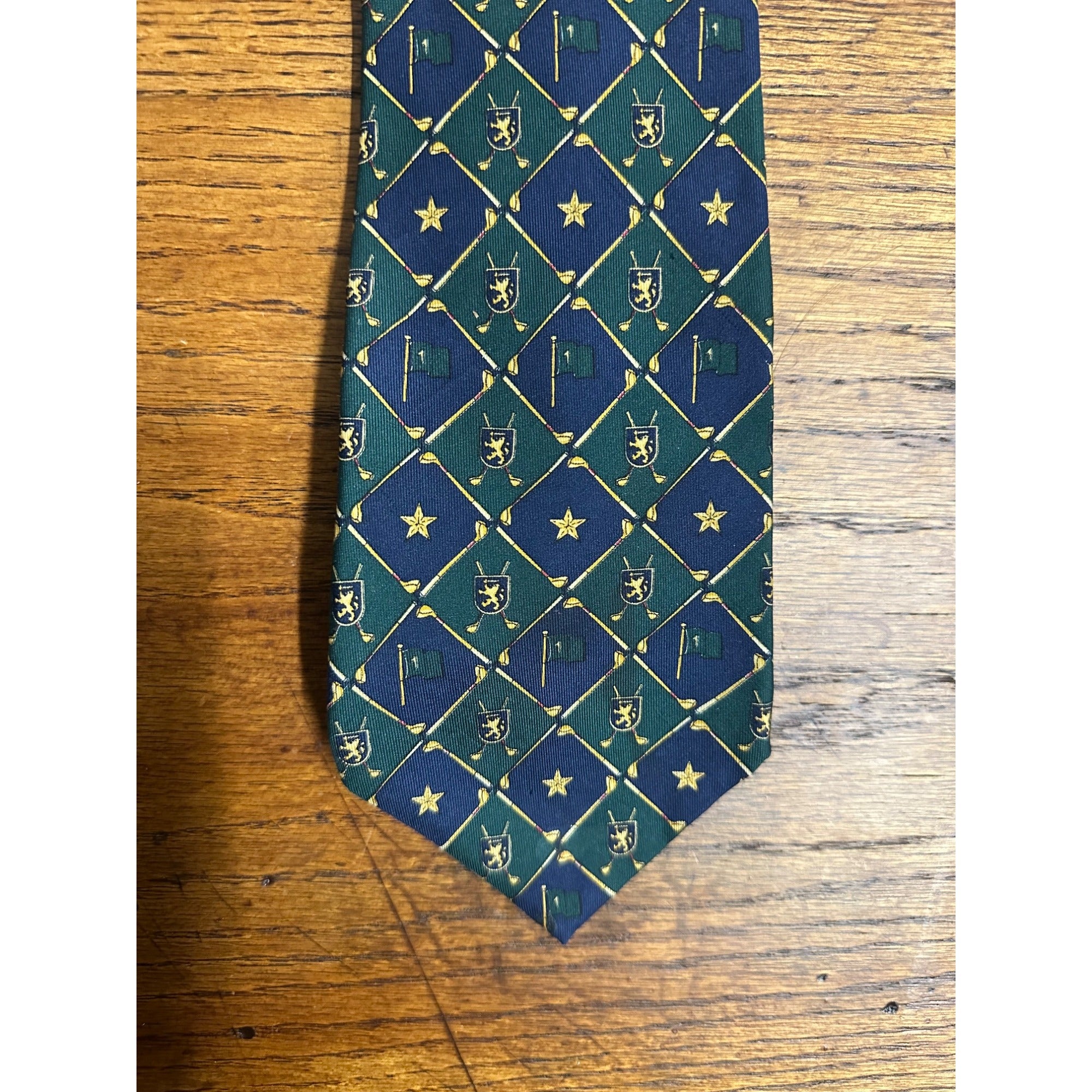 Vintage Tommy Hilfiger Woven Silk Men's Luxury Neck Tie 58" Golf Clubs + Stars