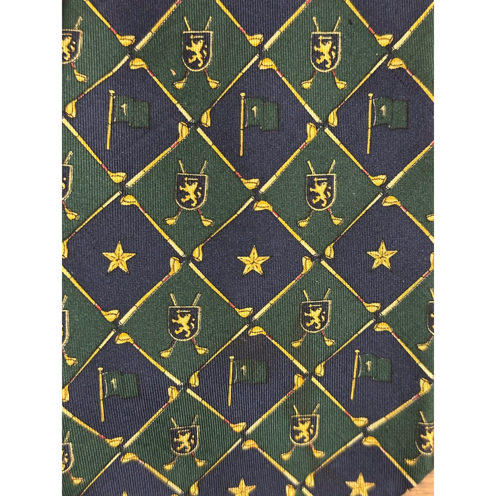 Vintage Tommy Hilfiger Woven Silk Men's Luxury Neck Tie 58" Golf Clubs + Stars
