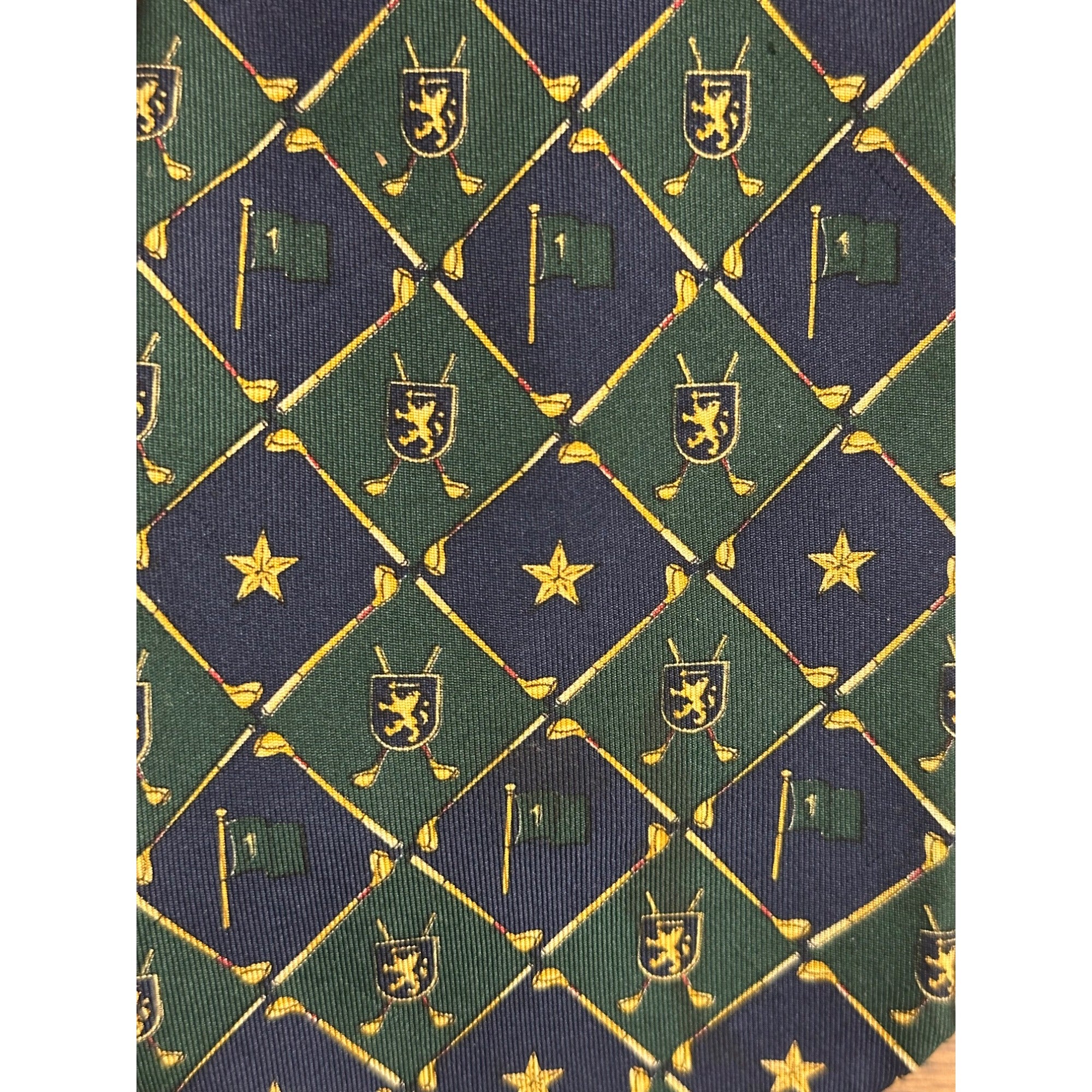 Vintage Tommy Hilfiger Woven Silk Men's Luxury Neck Tie 58" Golf Clubs + Stars