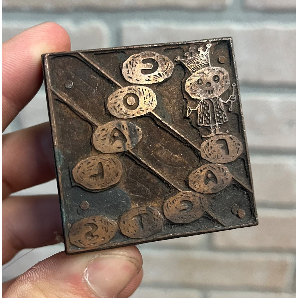 Vintage Letterpress Printing Block Old King Coal Advertising Copper