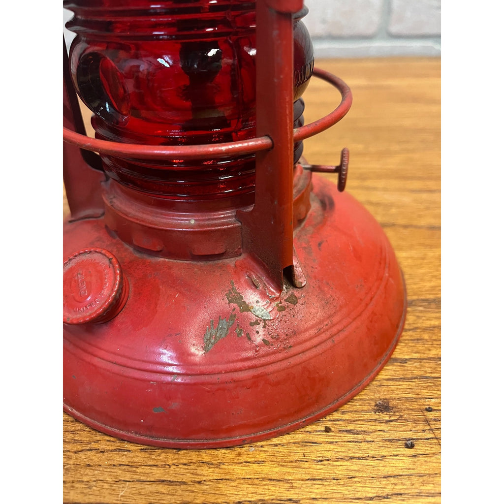 Vintage Dietz No 40. Red Glass Traffic  Gard Railroad Lantern