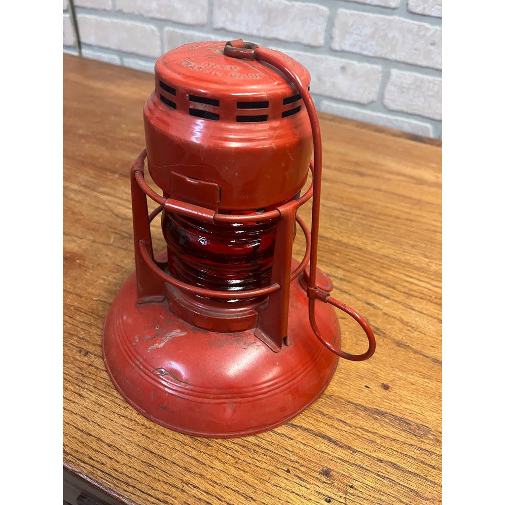 Vintage Dietz No 40. Red Glass Traffic  Gard Railroad Lantern