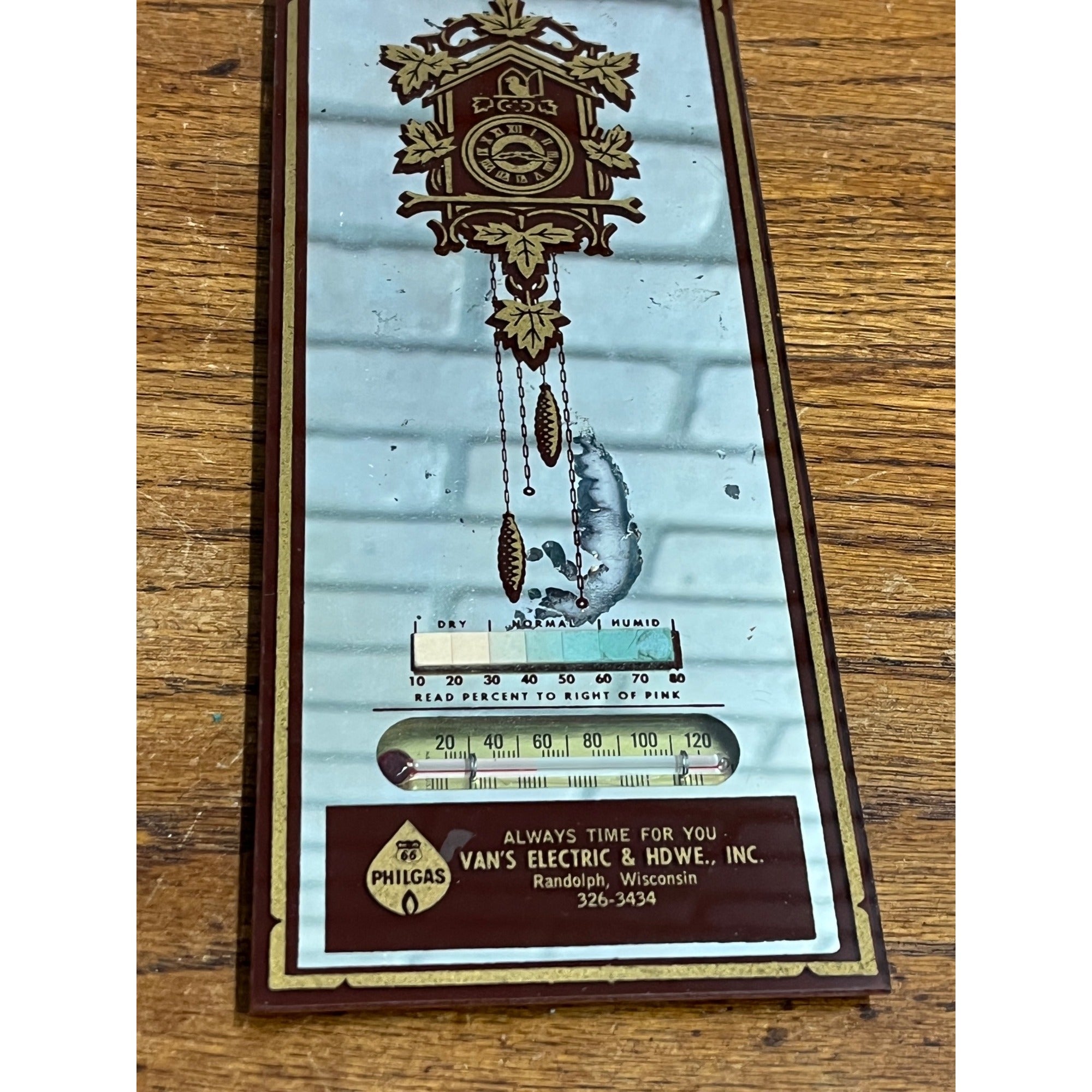Vintage Phillips 66 Station Advertising Sign Thermometer Randolph Wis Wisconsin