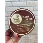 Vintage BABY MINE Lambs Wool Powder Puff Box