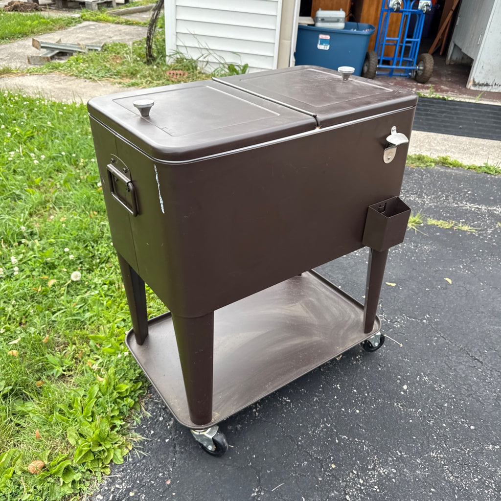 Estate Liquidation Special - Metal Porch Beer Soda Cooler on Stand