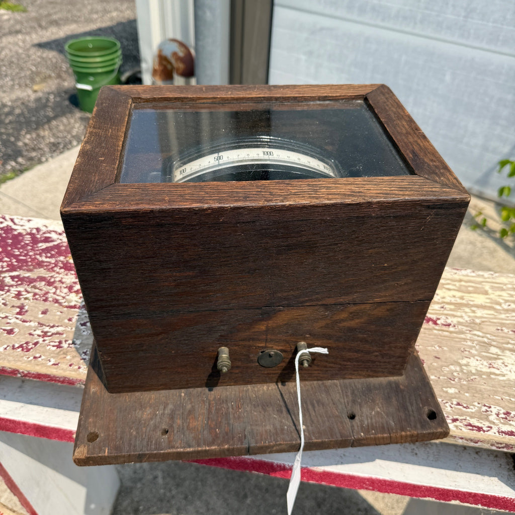 Antique Pyrometer In Glass Case New York City Charles Engelhard Tool Steampunk