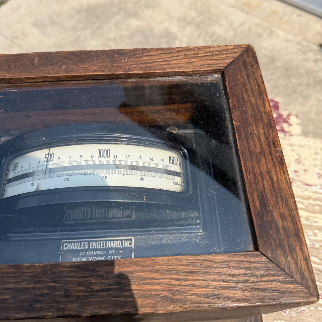 Antique Pyrometer In Glass Case New York City Charles Engelhard Tool Steampunk