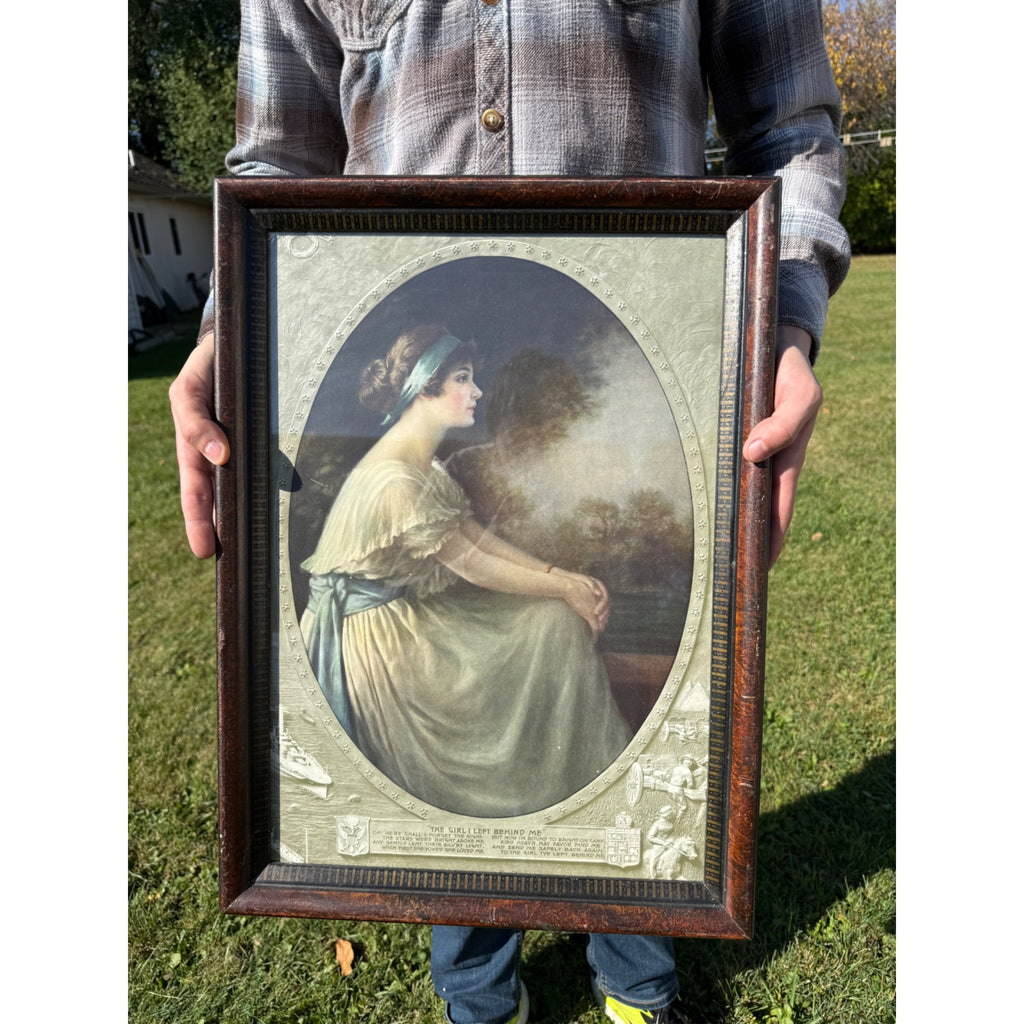 SCARCE The Girl I Left Behind WW1 World War Litho Poster Military Victorian Framed
