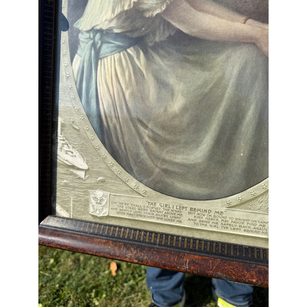 SCARCE The Girl I Left Behind WW1 World War Litho Poster Military Victorian Framed
