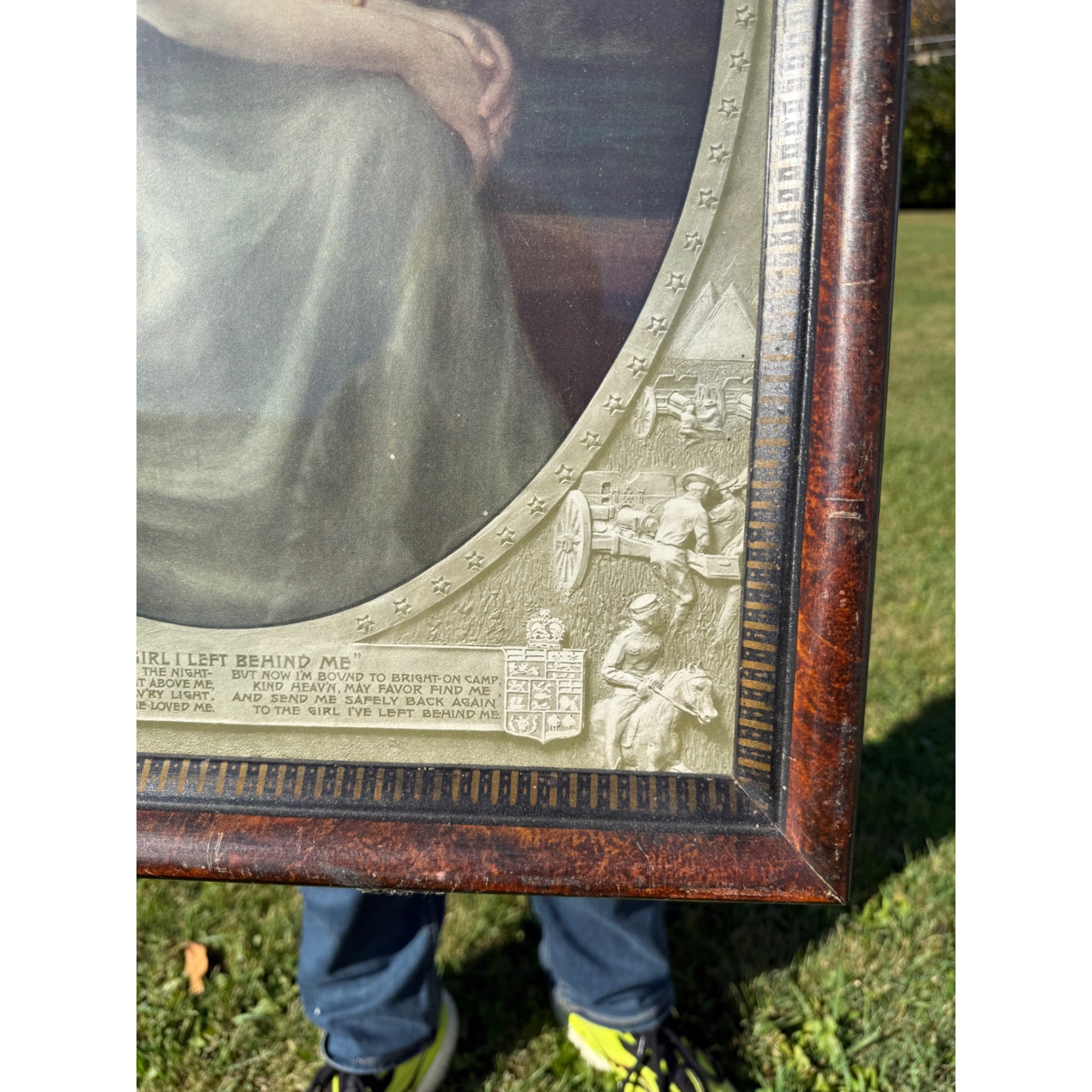 SCARCE The Girl I Left Behind WW1 World War Litho Poster Military Victorian Framed