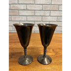 Vintage FB Roger’s Silver Plate Goblet Chalice Wine Cups Pair (2) Gothic Wedding