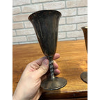Vintage FB Roger’s Silver Plate Goblet Chalice Wine Cups Pair (2) Gothic Wedding