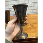 Vintage FB Roger’s Silver Plate Goblet Chalice Wine Cups Pair (2) Gothic Wedding