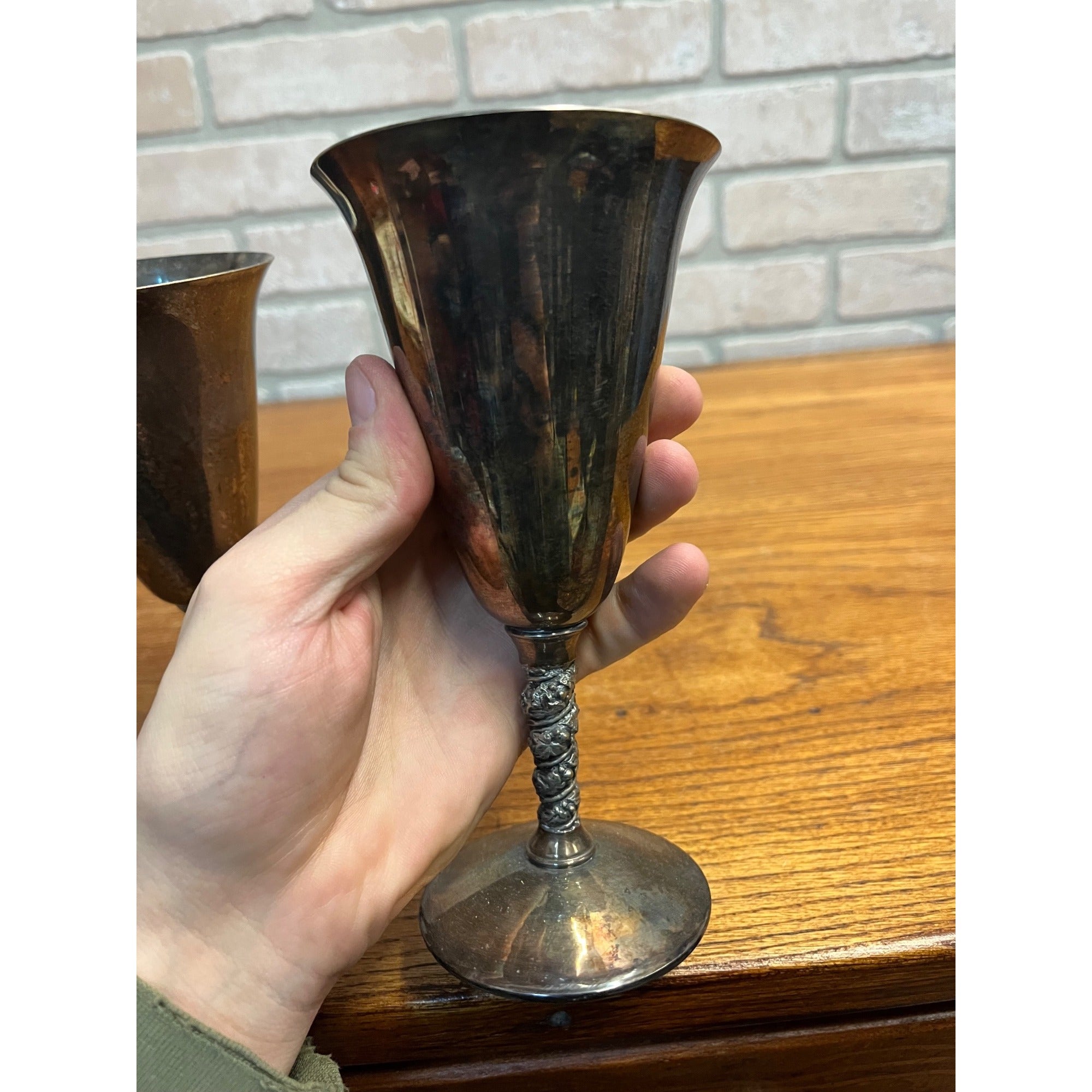 Vintage FB Roger’s Silver Plate Goblet Chalice Wine Cups Pair (2) Gothic Wedding