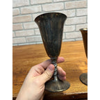 Vintage FB Roger’s Silver Plate Goblet Chalice Wine Cups Pair (2) Gothic Wedding