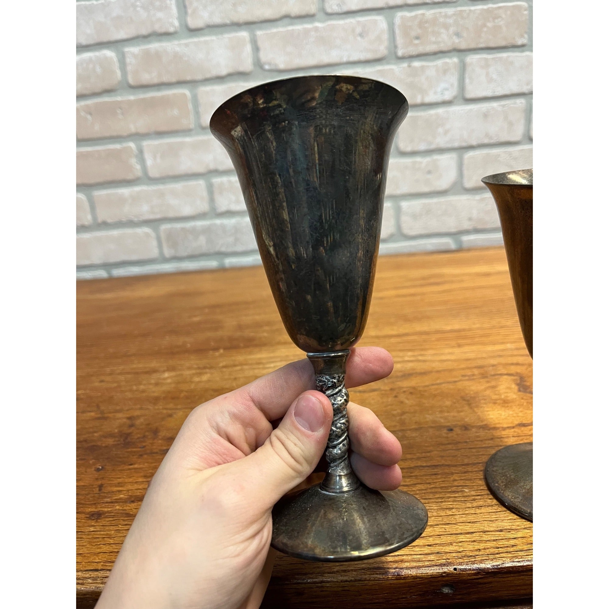 Vintage FB Roger’s Silver Plate Goblet Chalice Wine Cups Pair (2) Gothic Wedding