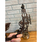 Antique Victorian Cast Iron Wall Bracket Oil Lamp Swing Arm Complete