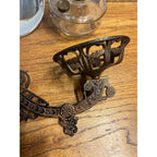 Antique Victorian Cast Iron Wall Bracket Oil Lamp Swing Arm Complete