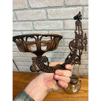 Antique Victorian Cast Iron Wall Bracket Oil Lamp Swing Arm Complete