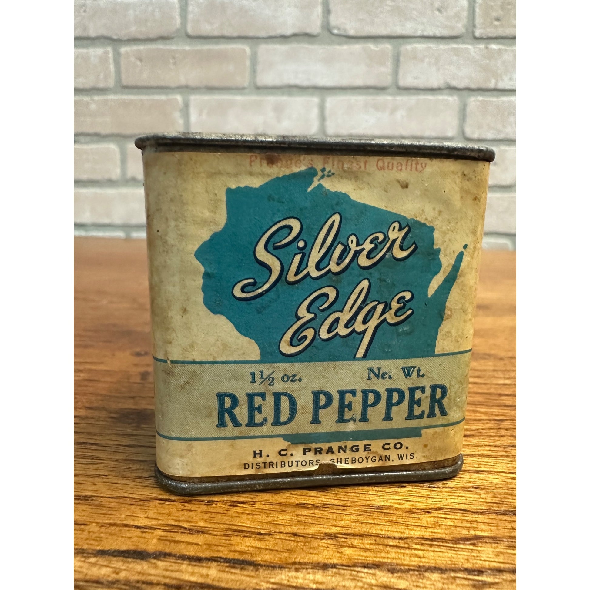 Vintage Silver Edge Spice Tin Red Pepper HC Prange Co. Sheboygan Wisconsin