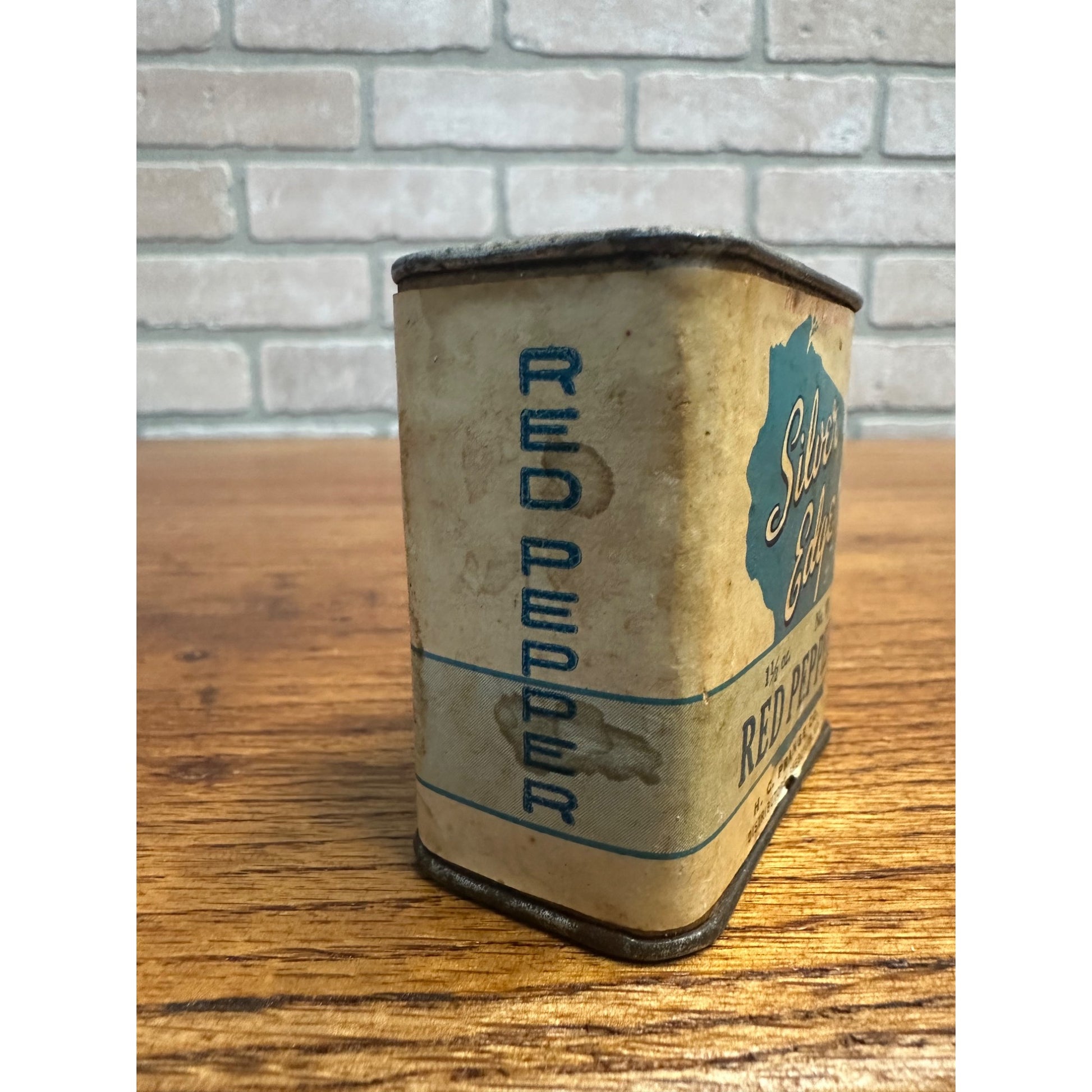 Vintage Silver Edge Spice Tin Red Pepper HC Prange Co. Sheboygan Wisconsin