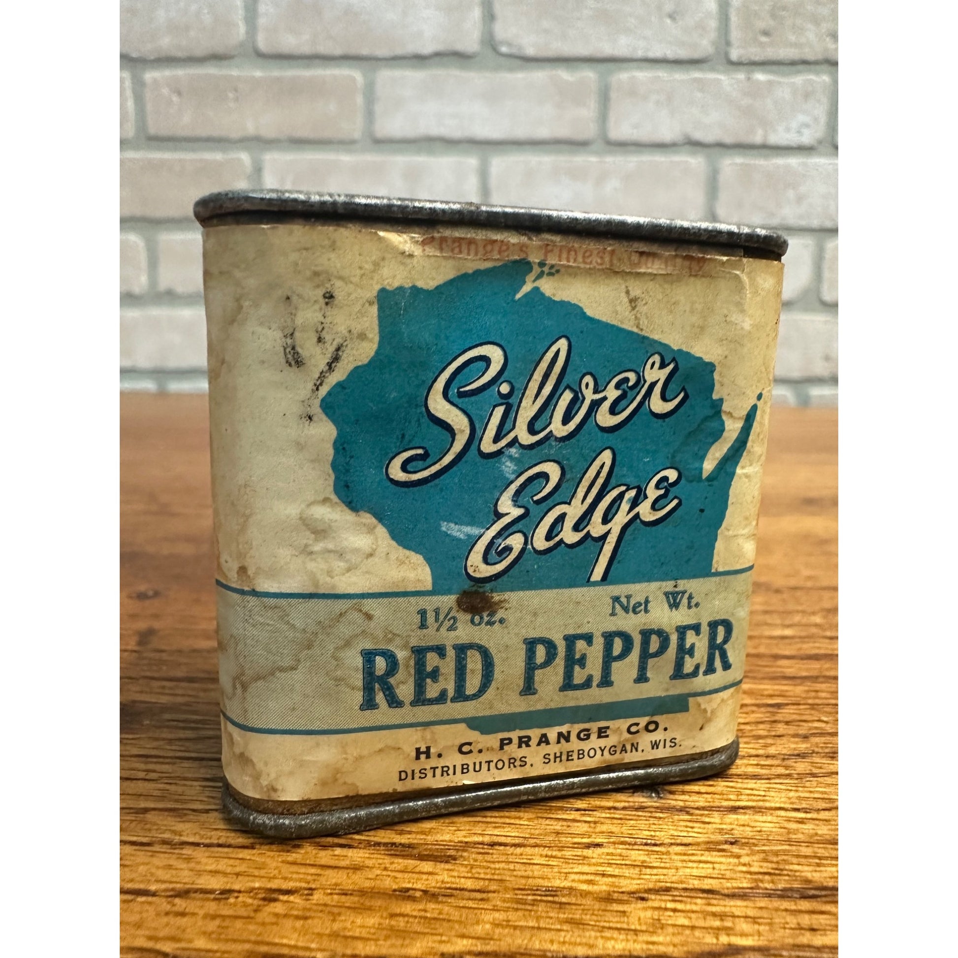Vintage Silver Edge Spice Tin Red Pepper HC Prange Co. Sheboygan Wisconsin