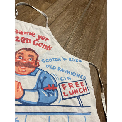 Vintage 1960s Bartender Apron "Name Yer Pizen Gents" Bar Keeper Cocktails