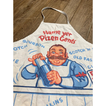 Vintage 1960s Bartender Apron "Name Yer Pizen Gents" Bar Keeper Cocktails