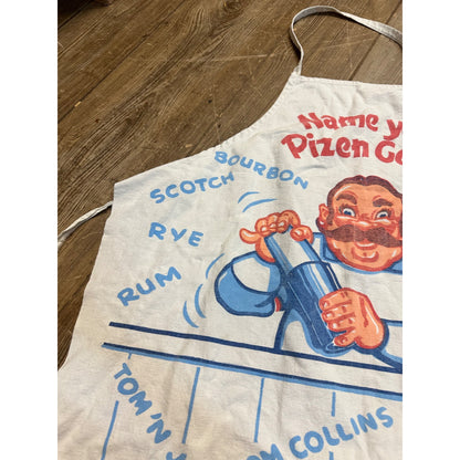 Vintage 1960s Bartender Apron "Name Yer Pizen Gents" Bar Keeper Cocktails