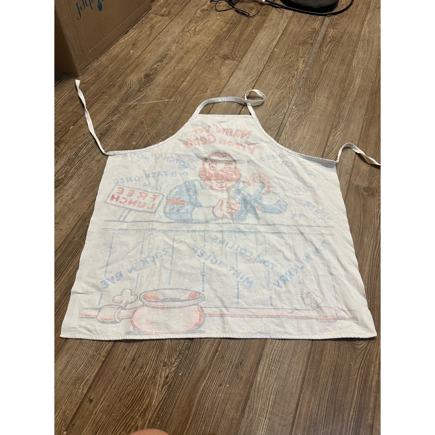 Vintage 1960s Bartender Apron "Name Yer Pizen Gents" Bar Keeper Cocktails