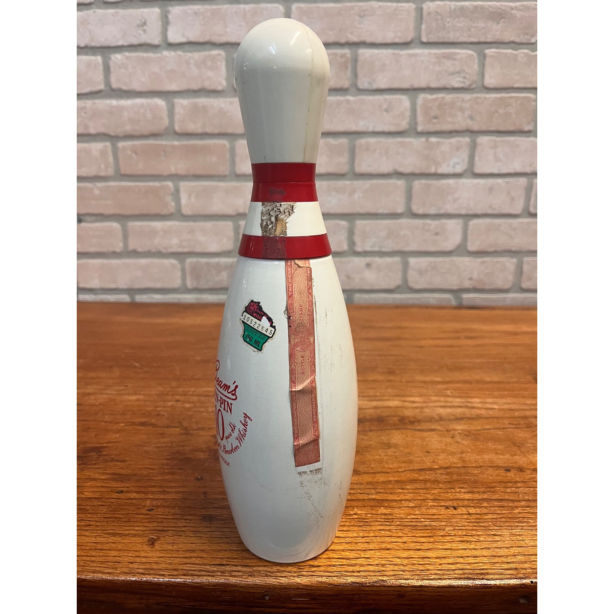 Vintage Beam’s Ten Pin 10 Year Bourbon Whiskey Bowling Pin Empty Bottle 750ml