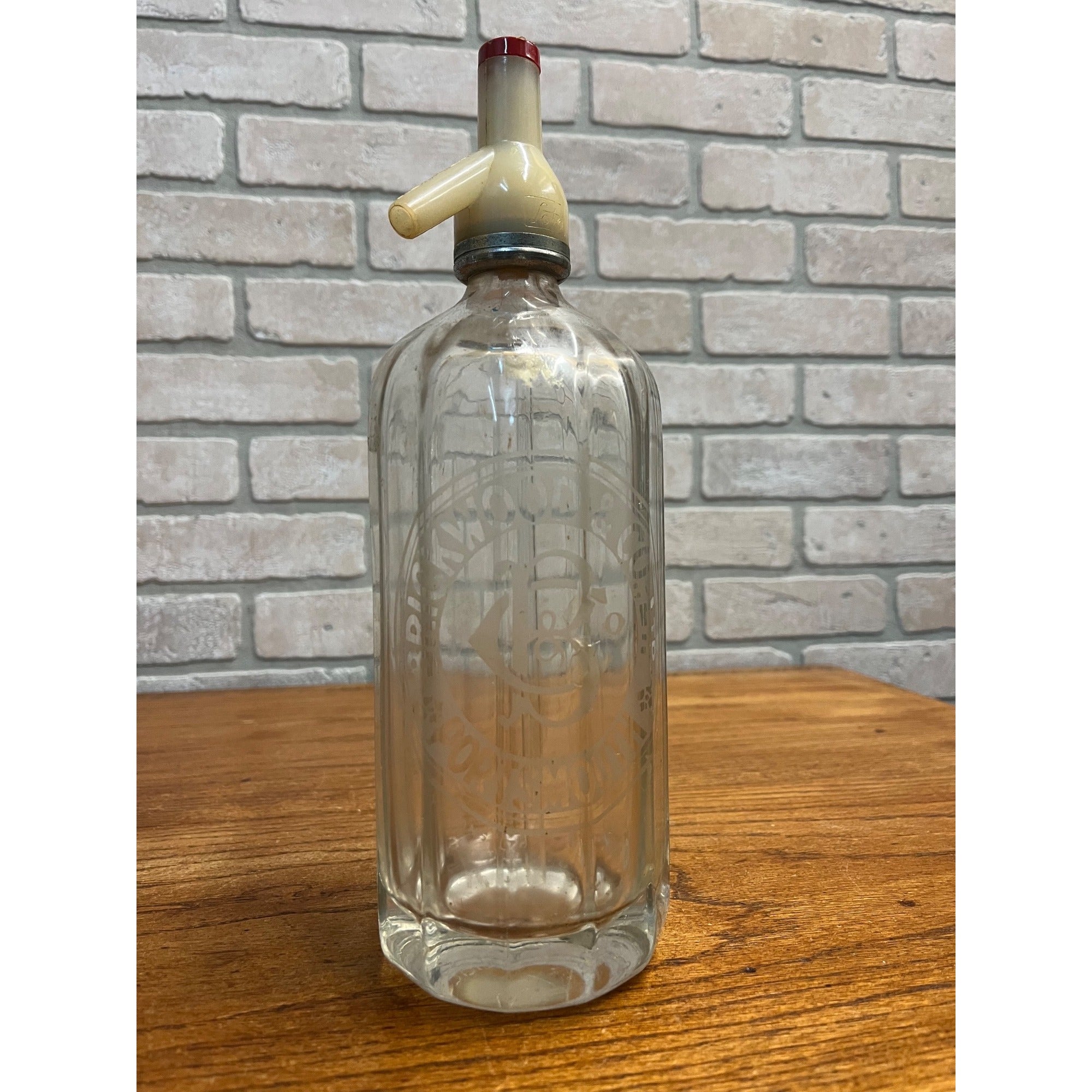Vintage 1930s Brickwood & Co. Soda Water Seltzer Bottle Portsmouth UK Etched