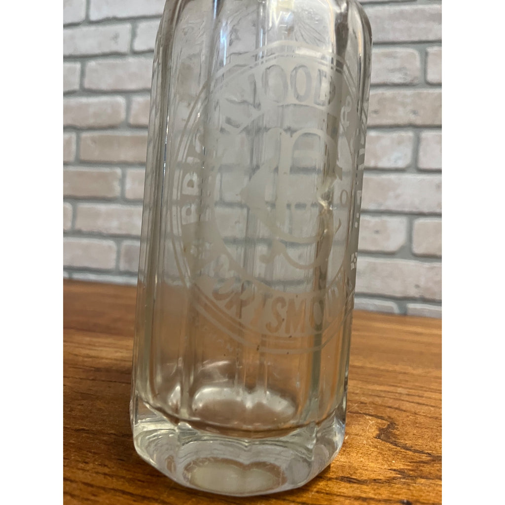 Vintage 1930s Brickwood & Co. Soda Water Seltzer Bottle Portsmouth UK Etched