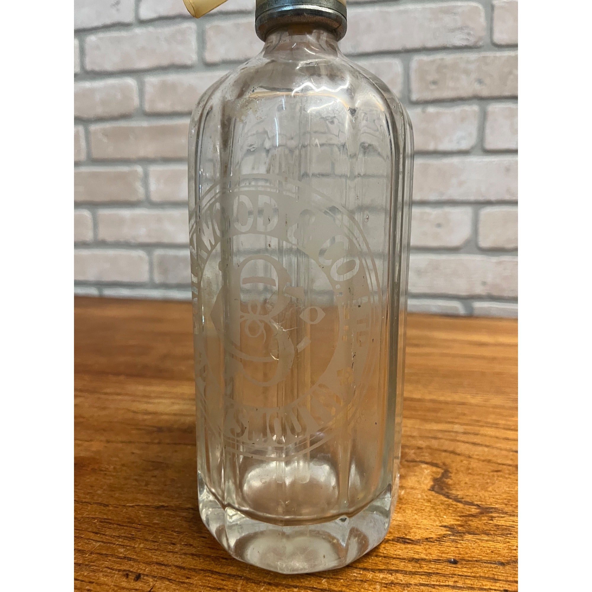 Vintage 1930s Brickwood & Co. Soda Water Seltzer Bottle Portsmouth UK Etched